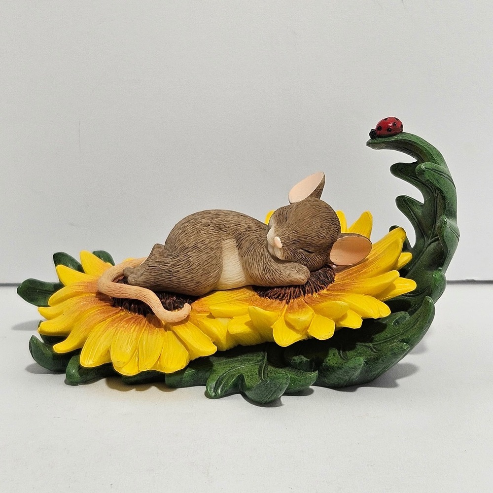 Enesco Charming Tails Mouse Sleeping on Sunflower Figurine 4035268 NIB
